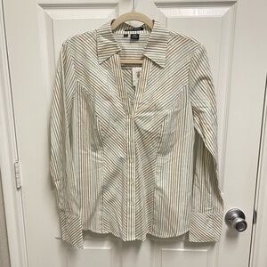 NWT Sandra Ingrish Striped Button Down Top